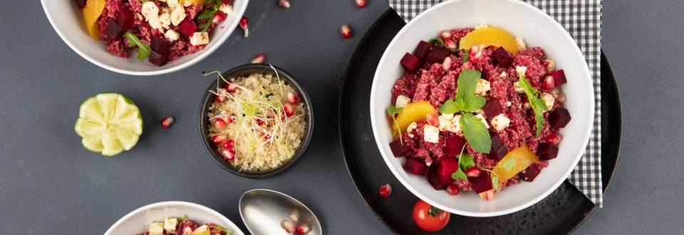 Bowl di quinoa e barbabietole rosse